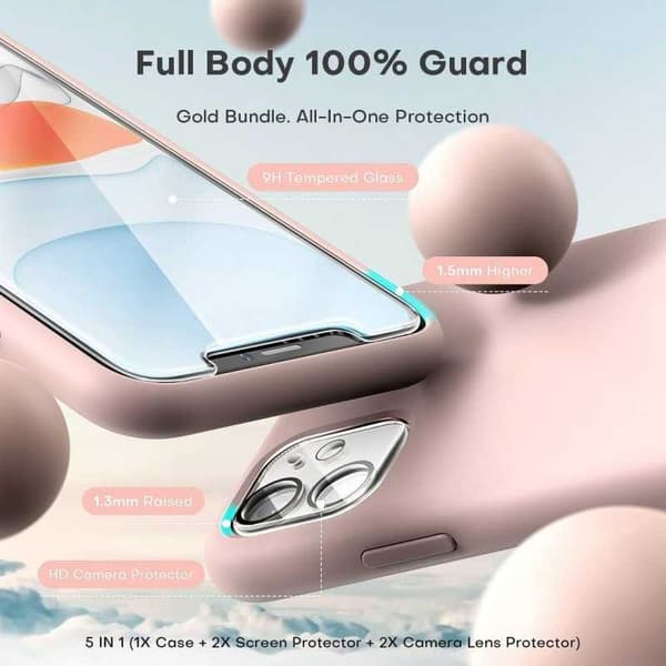 3in1 Gummibelagt Stilrent Skal iPhone 14 - Rosa
