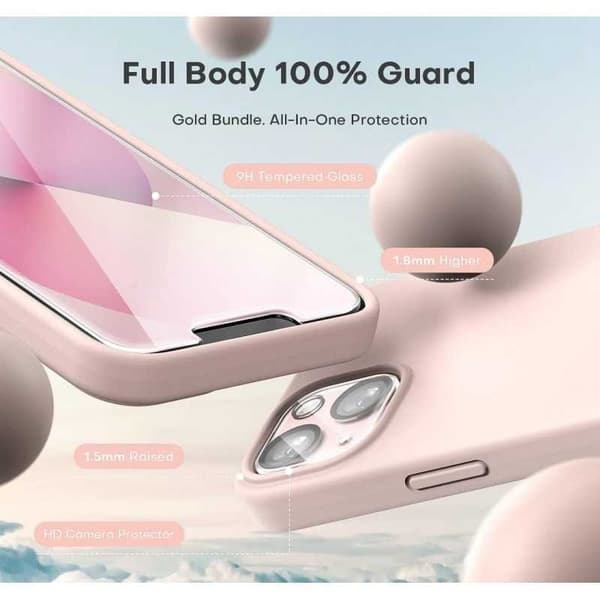 Gummibelagt stilfuldt cover 3in1 iPhone 13 Mini - Pink
