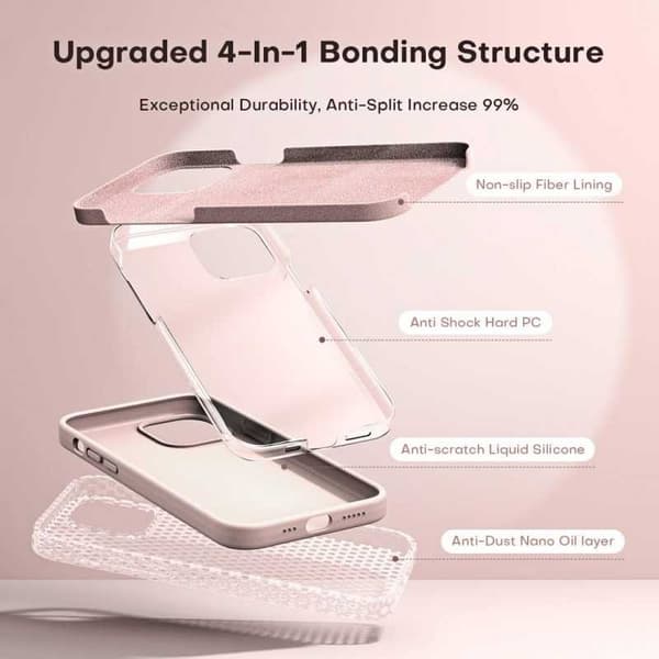 Gummibelagt stilfuldt cover 3in1 iPhone 13 Mini - Pink