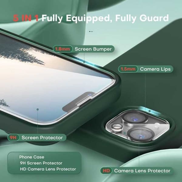 Gummibelagt stilfuldt cover 3in1 iPhone 13 - Grøn