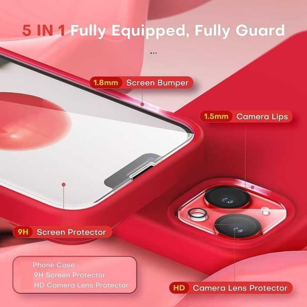 Gummibelagt stilfuldt cover 3in1 iPhone 13 - Rød