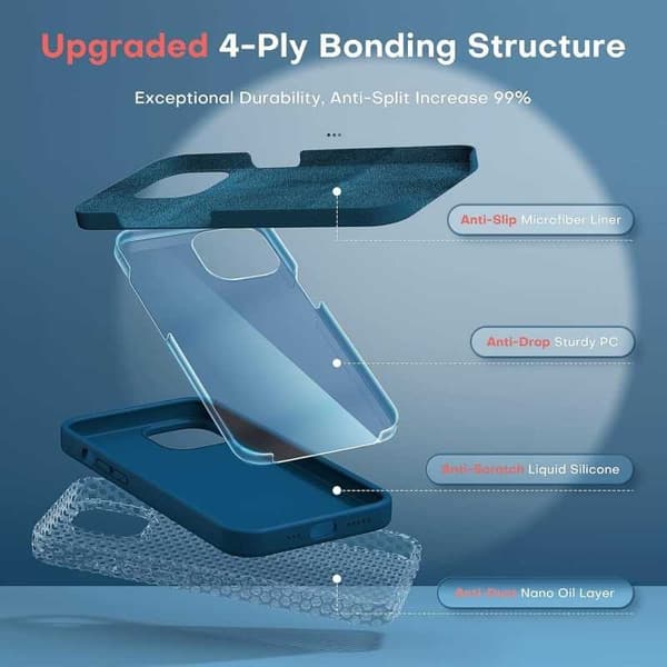 Gummibelagt stilfuldt cover 3in1 iPhone 13 Pro - Blå