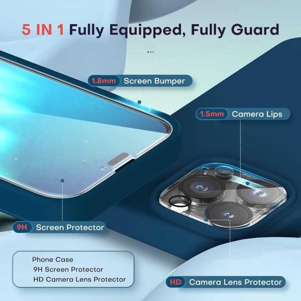 Gummibelagt stilfuldt cover 3in1 iPhone 13 Pro - Blå