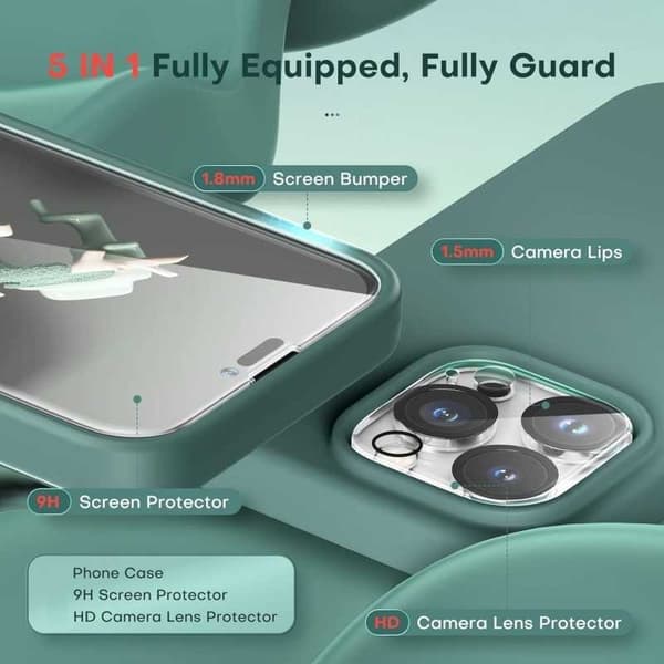 Gummibelagt stilfuldt cover 3in1 iPhone 12 / 12 Pro - Grøn