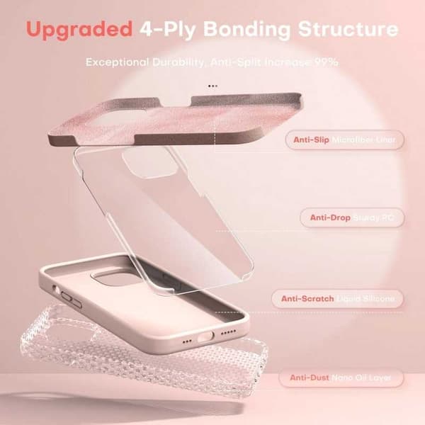 Gummibelagt stilfuldt cover 3in1 iPhone 12 / 12 Pro - Pink