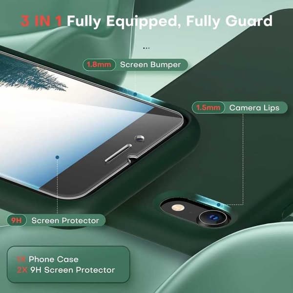 Gummibelagt stilfuldt cover 3in1 iPhone 7 Plus / 8 Plus - Grøn