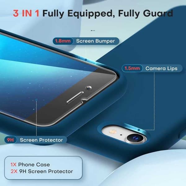 Gummibelagt stilfuldt cover 3in1 iPhone 7 Plus / 8 Plus - Blå