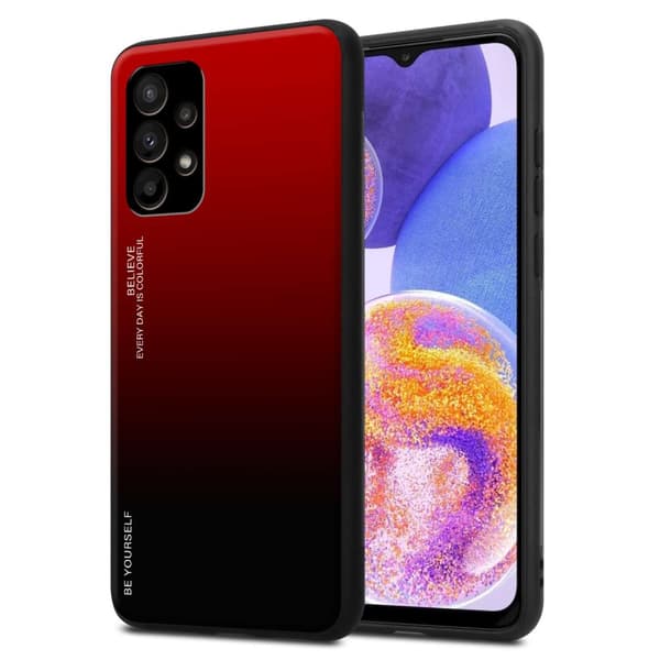Deksel til Samsung Galaxy A23 4G / 5G Silikondeksel av TPU-silikon og bakside av herdet glass