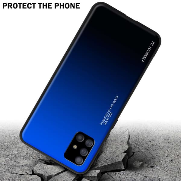 Deksel til Samsung Galaxy A51 5G Silikondeksel av TPU-silikon og bakside av herdet glass