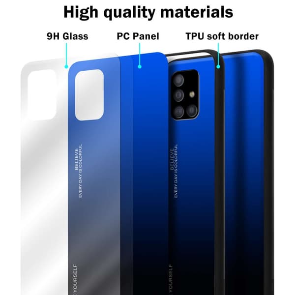 Deksel til Samsung Galaxy A51 5G Silikondeksel av TPU-silikon og bakside av herdet glass