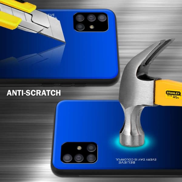 Deksel til Samsung Galaxy A51 5G Silikondeksel av TPU-silikon og bakside av herdet glass