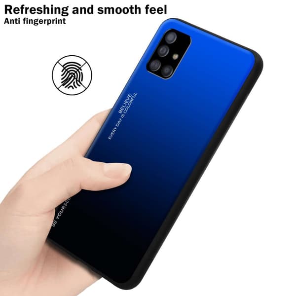 Deksel til Samsung Galaxy A51 5G Silikondeksel av TPU-silikon og bakside av herdet glass