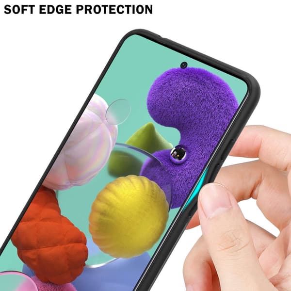 Deksel til Samsung Galaxy A51 5G Silikondeksel av TPU-silikon og bakside av herdet glass