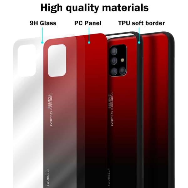 Deksel til Samsung Galaxy A51 5G Silikondeksel av TPU-silikon og bakside av herdet glass