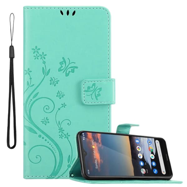 Nokia 5.3 Skal Fodral i blomdesign Mobilskydd Case Cover med magnetisk stängning, ståfunktion och kortplatser Red