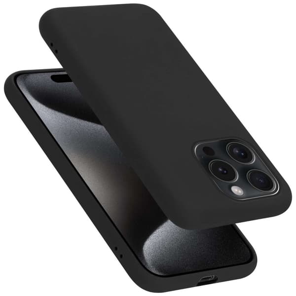 Deksel til iPhone 15 PRO Silikondeksel TPU Case Cover Liquid Svart