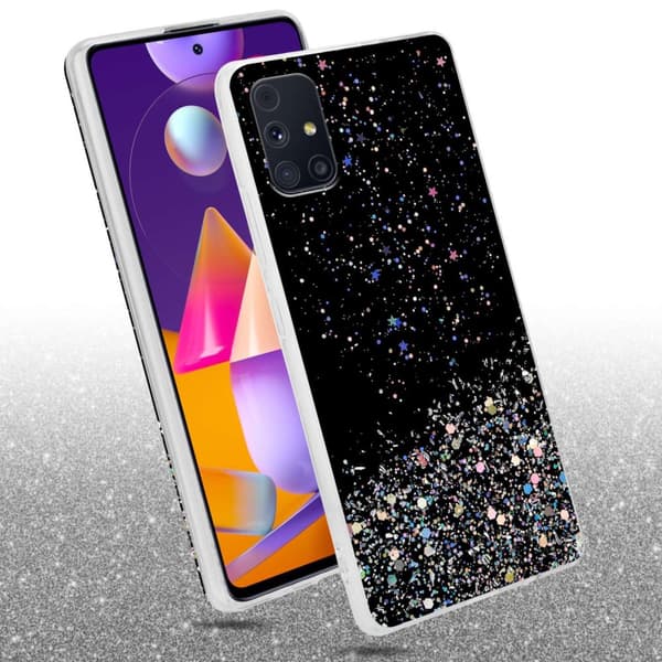 Samsung Galaxy M31s Skal Fodral Case Cover av flexibelt TPU-silikon med glittrande glitter