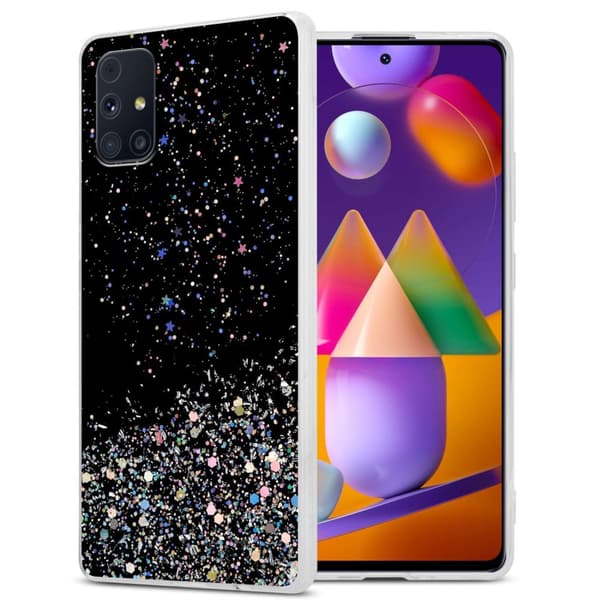 Samsung Galaxy M31s Skal Fodral Case Cover av flexibelt TPU-silikon med glittrande glitter