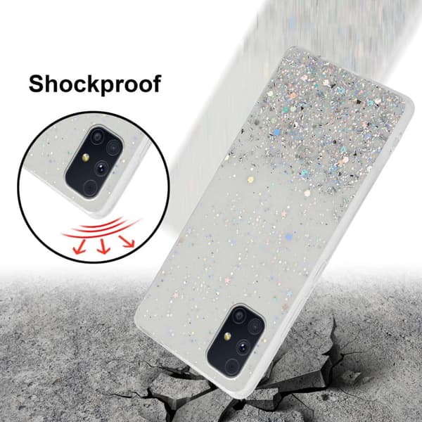 Deksel til Samsung Galaxy M31s med glitrende glitter