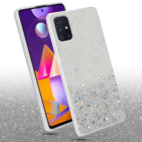 Deksel til Samsung Galaxy M31s med glitrende glitter