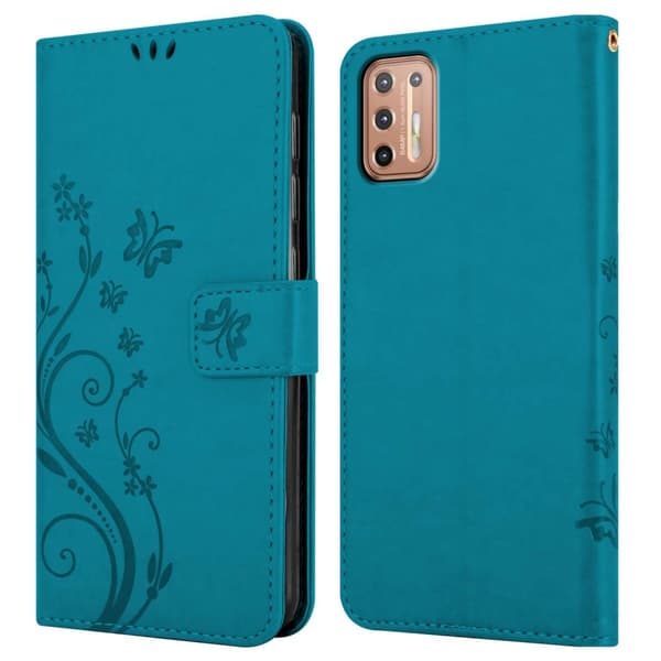 Deksel til Motorola MOTO G9 PLUS Lommebokdeksel i blomster design med magnetisk lukking, stativfunksjon og kortplasser