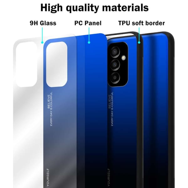 Samsung Galaxy M23 5G Skal Fodral i två färger av TPU-silikon och baksida av härdat glas Case Cover Mobilskydd