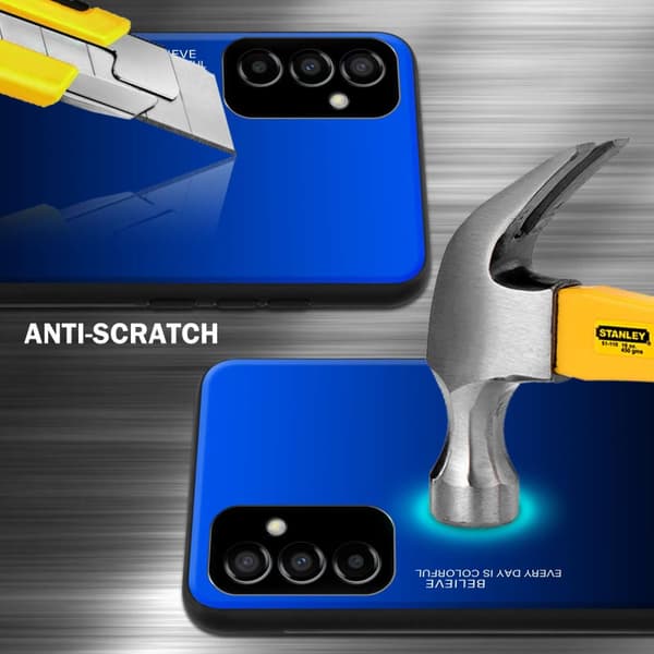 Samsung Galaxy M23 5G Skal Fodral i två färger av TPU-silikon och baksida av härdat glas Case Cover Mobilskydd