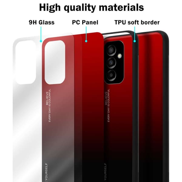 Samsung Galaxy M23 5G Skal Fodral i två färger av TPU-silikon och baksida av härdat glas Case Cover Mobilskydd