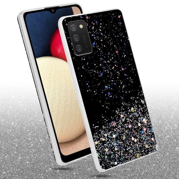 Samsung Galaxy A02s Skal Fodral Case Cover av flexibelt TPU-silikon med glittrande glitter
