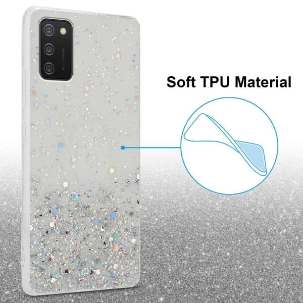 Samsung Galaxy A02s Skal Fodral Case Cover av flexibelt TPU-silikon med glittrande glitter