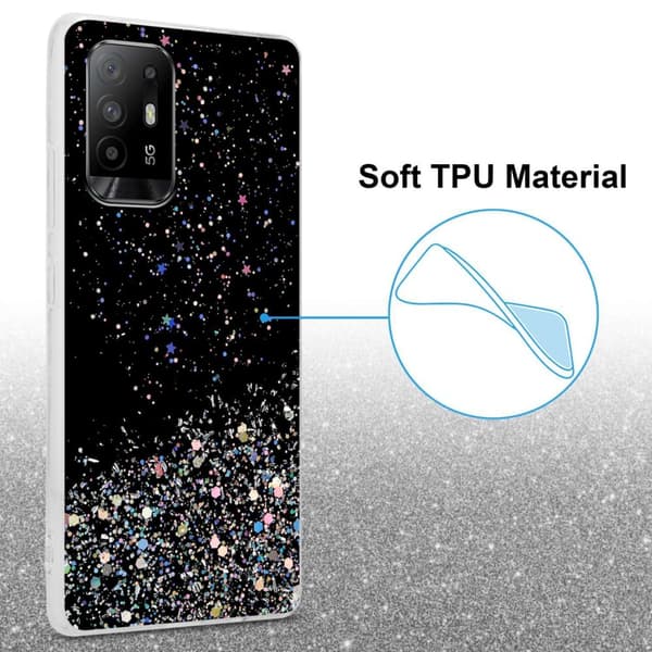 Oppo A94 5G Skal Fodral Case Cover av flexibelt TPU-silikon med glittrande glitter