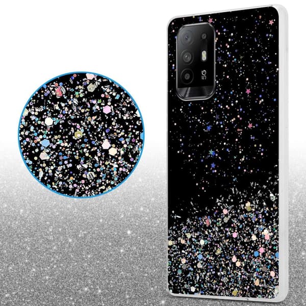 Oppo A94 5G Skal Fodral Case Cover av flexibelt TPU-silikon med glittrande glitter