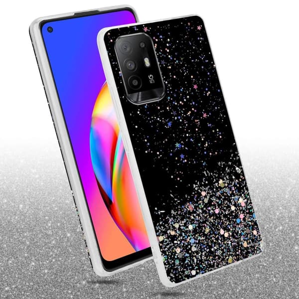 Oppo A94 5G Skal Fodral Case Cover av flexibelt TPU-silikon med glittrande glitter