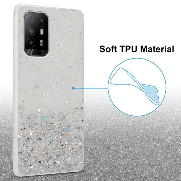 Oppo A94 5G Skal Fodral Case Cover av flexibelt TPU-silikon med glittrande glitter