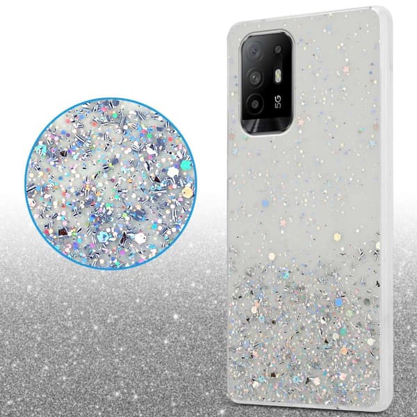 Oppo A94 5G Skal Fodral Case Cover av flexibelt TPU-silikon med glittrande glitter