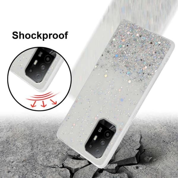Oppo A94 5G Skal Fodral Case Cover av flexibelt TPU-silikon med glittrande glitter