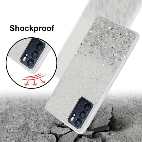 Oppo Reno6 5G Skal Fodral Case Cover av flexibelt TPU-silikon med glittrande glitter