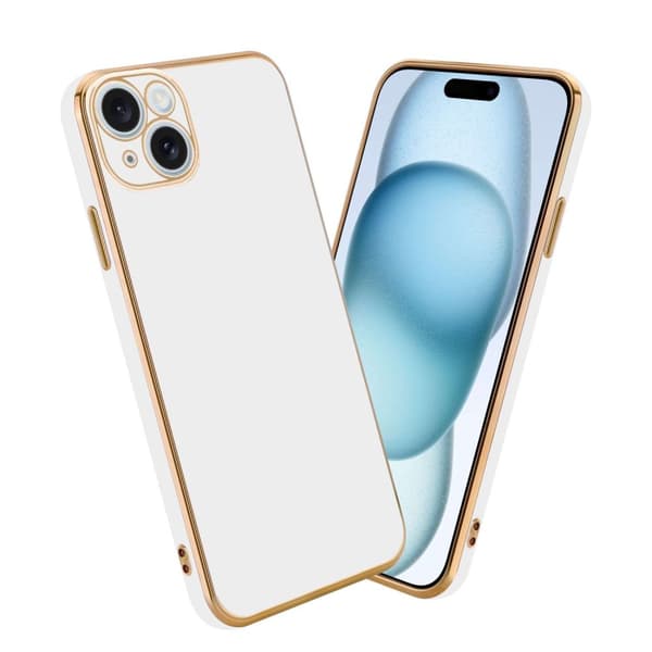 iPhone 15 Cover Etui Case () Blank hvid - guld