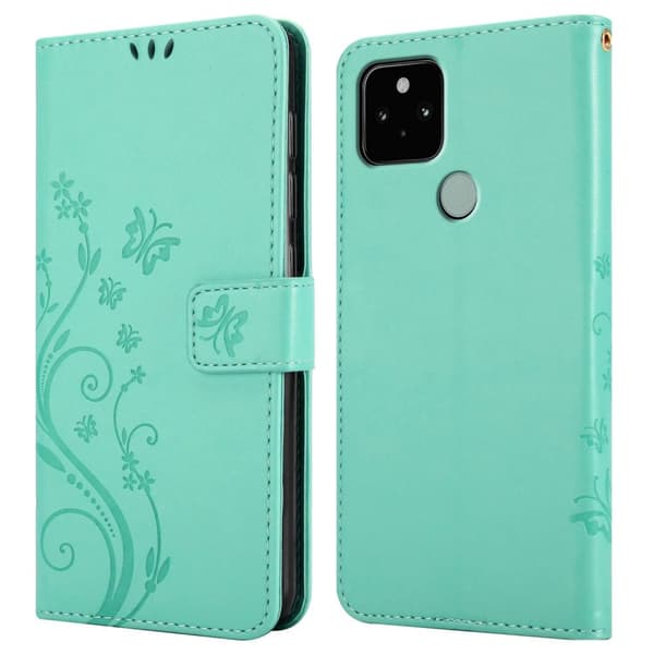 Google PIXEL 5 Skal Fodral i blomdesign Mobilskydd Case Cover med magnetisk stängning, ståfunktion och kortplatser