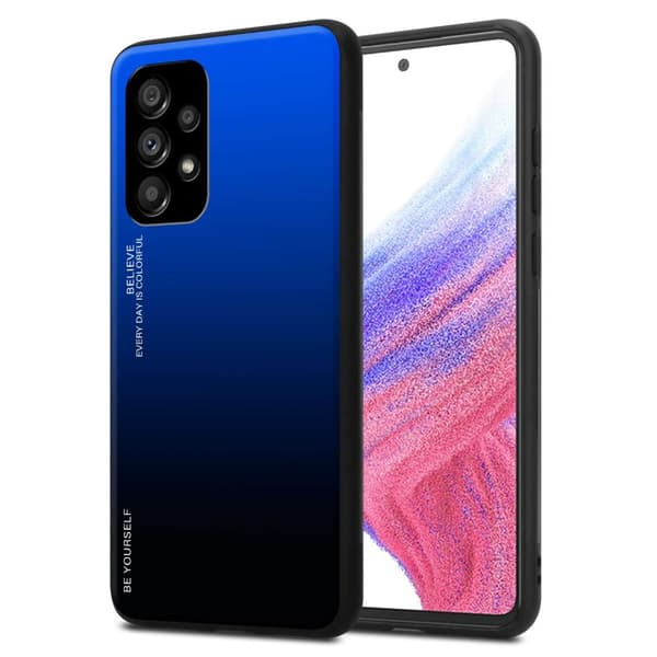 Deksel til Samsung Galaxy A53 5G Silikondeksel av TPU-silikon og bakside av herdet glass Svart