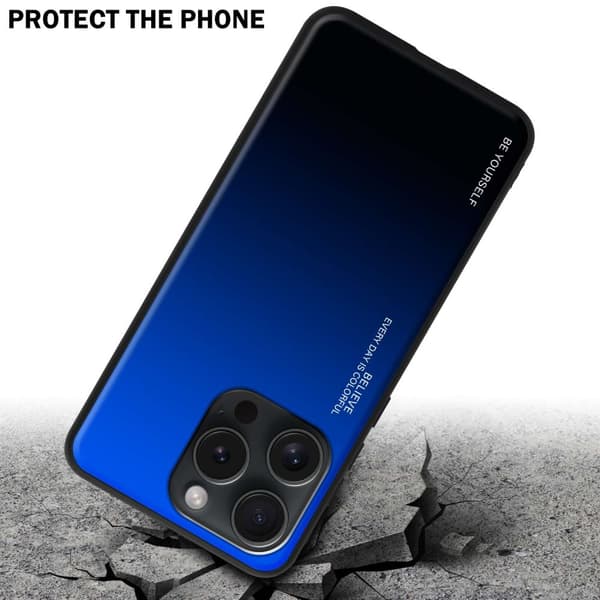 iPhone 15 PRO Skal Fodral i två färger av TPU-silikon och baksida av härdat glas Case Cover Mobilskydd