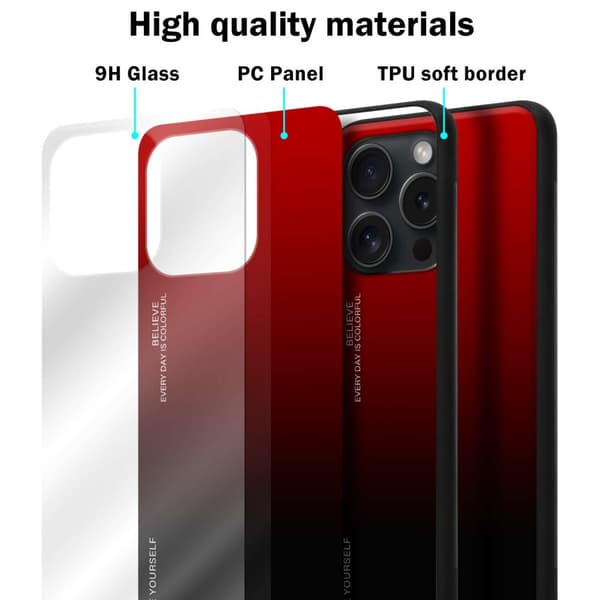 iPhone 15 PRO Skal Fodral i två färger av TPU-silikon och baksida av härdat glas Case Cover Mobilskydd