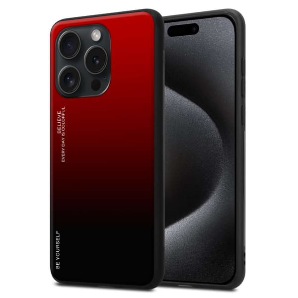 iPhone 15 PRO Skal Fodral i två färger av TPU-silikon och baksida av härdat glas Case Cover Mobilskydd