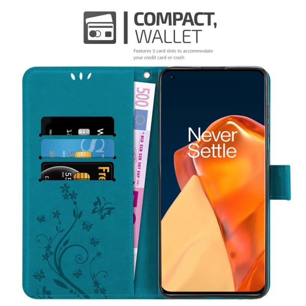 OnePlus 9 PRO Skal Fodral i blomdesign Mobilskydd Case Cover med magnetisk stängning, ståfunktion och kortplatser