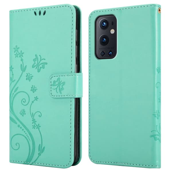 OnePlus 9 PRO Skal Fodral i blomdesign Mobilskydd Case Cover med magnetisk stängning, ståfunktion och kortplatser