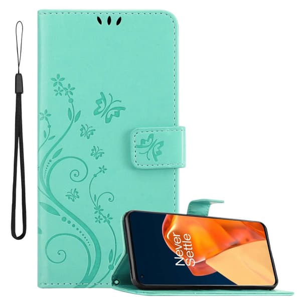 OnePlus 9 PRO Skal Fodral i blomdesign Mobilskydd Case Cover med magnetisk stängning, ståfunktion och kortplatser