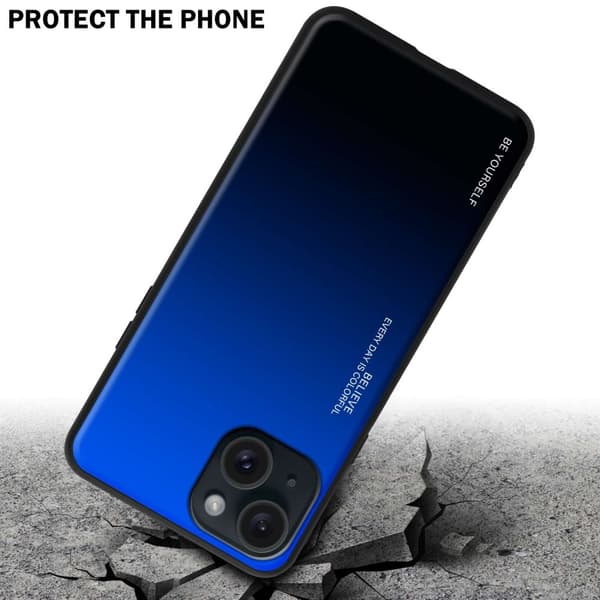 iPhone 15 Skal Fodral i två färger av TPU-silikon och baksida av härdat glas Case Cover Mobilskydd