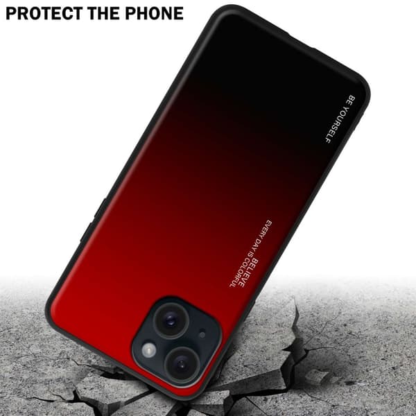 iPhone 15 Skal Fodral i två färger av TPU-silikon och baksida av härdat glas Case Cover Mobilskydd