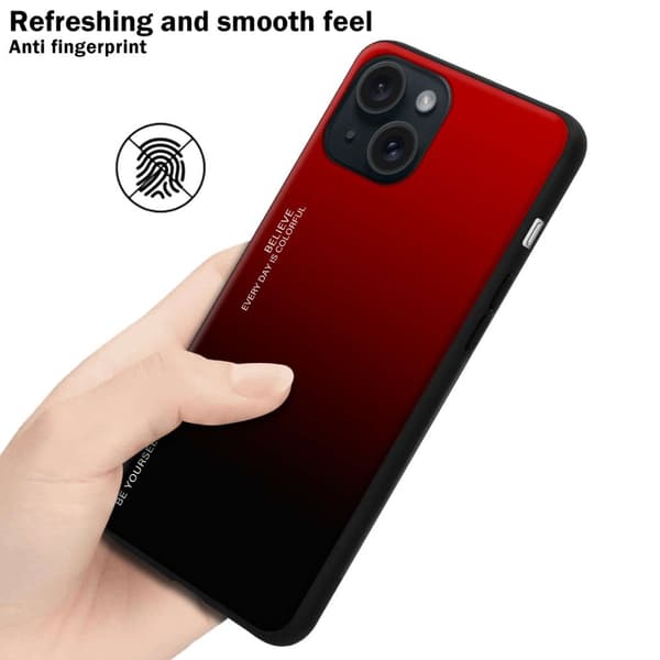 iPhone 15 Skal Fodral i två färger av TPU-silikon och baksida av härdat glas Case Cover Mobilskydd