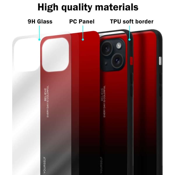 iPhone 15 Skal Fodral i två färger av TPU-silikon och baksida av härdat glas Case Cover Mobilskydd